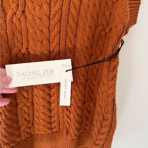 Rachel Zoe Brown V-Neck Cable Knit Sweater - Picture 3 of 4